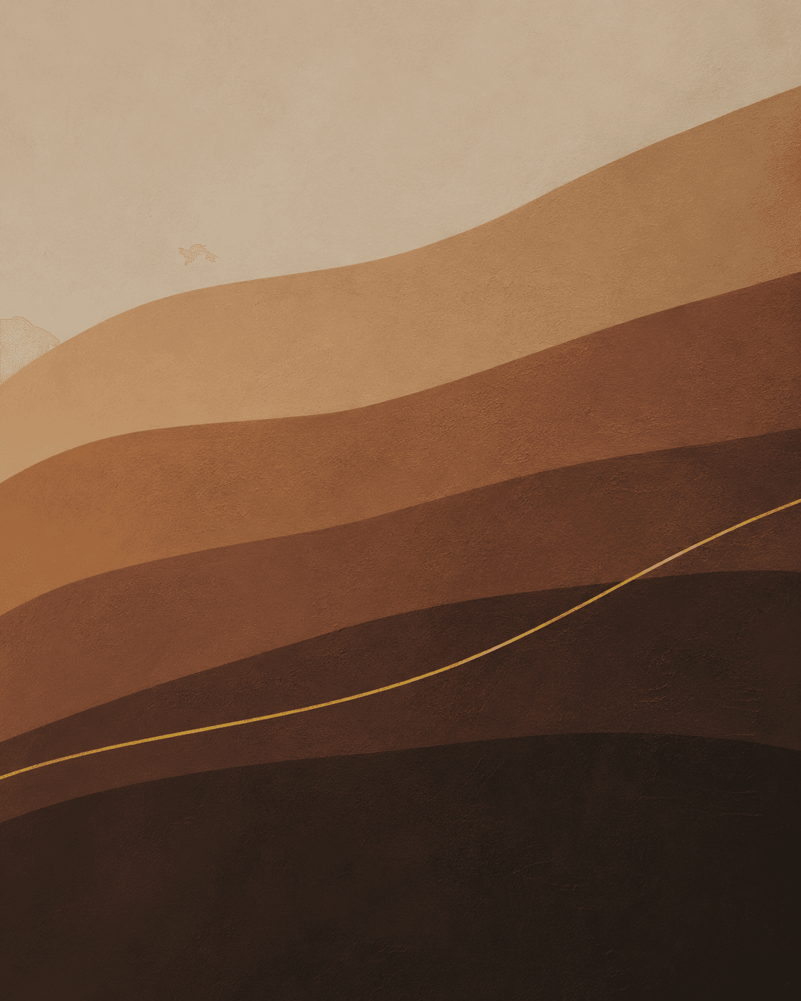 Abstract layered gradient of warm skin tones with a fine gold accent line